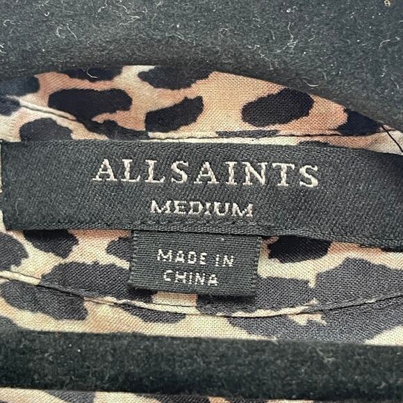 Allsaints Anya Animal Print Shirt Dress Medium Long Sleeve Button Front AND Back - Picture 7 of 12
